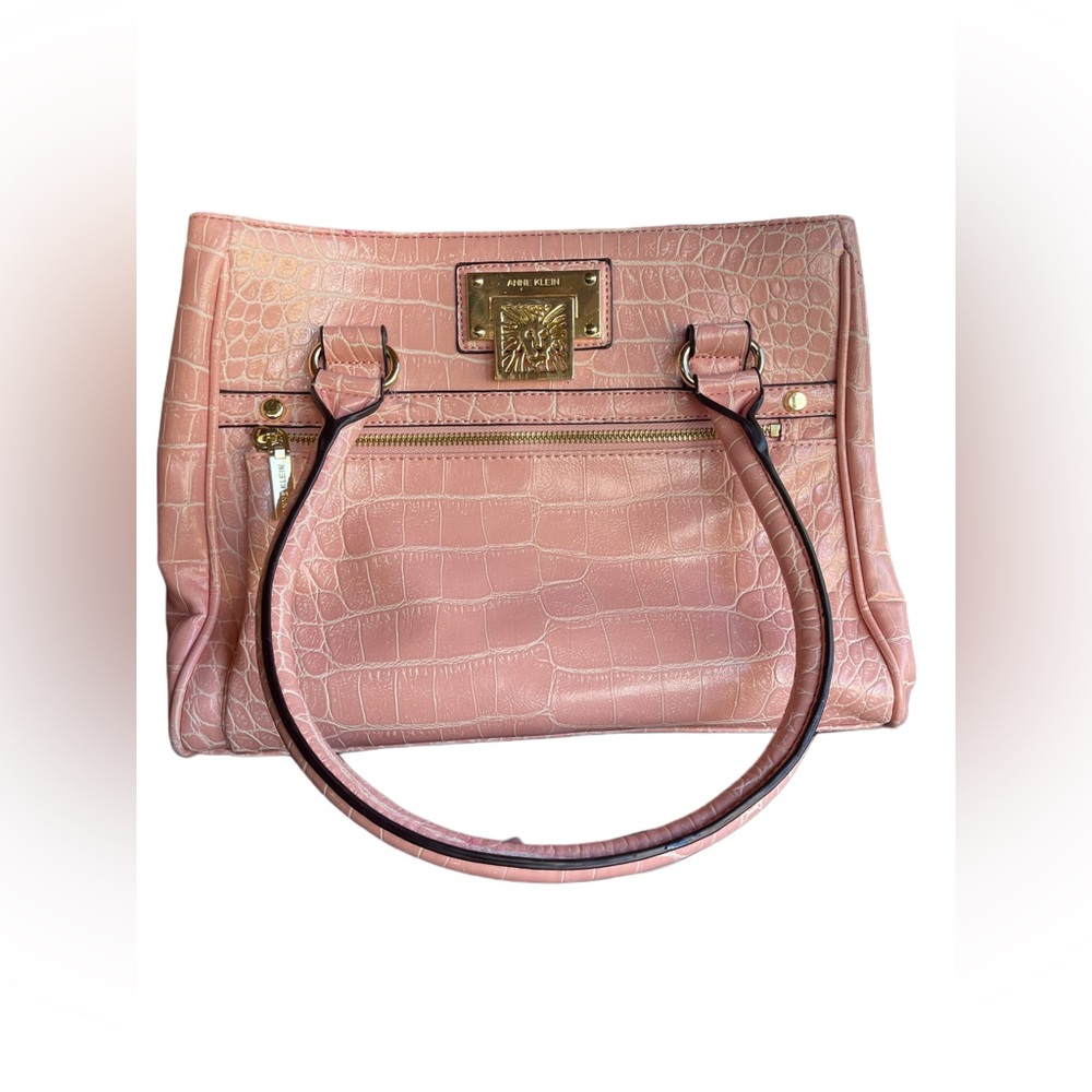 Anne Klein Blush Crocodile-Patterned Satchel - image 1